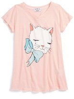 Thumbnail for your product : Wildfox Couture 'Mon Petit Kitten' Graphic V-Neck Tee (Little Girls)