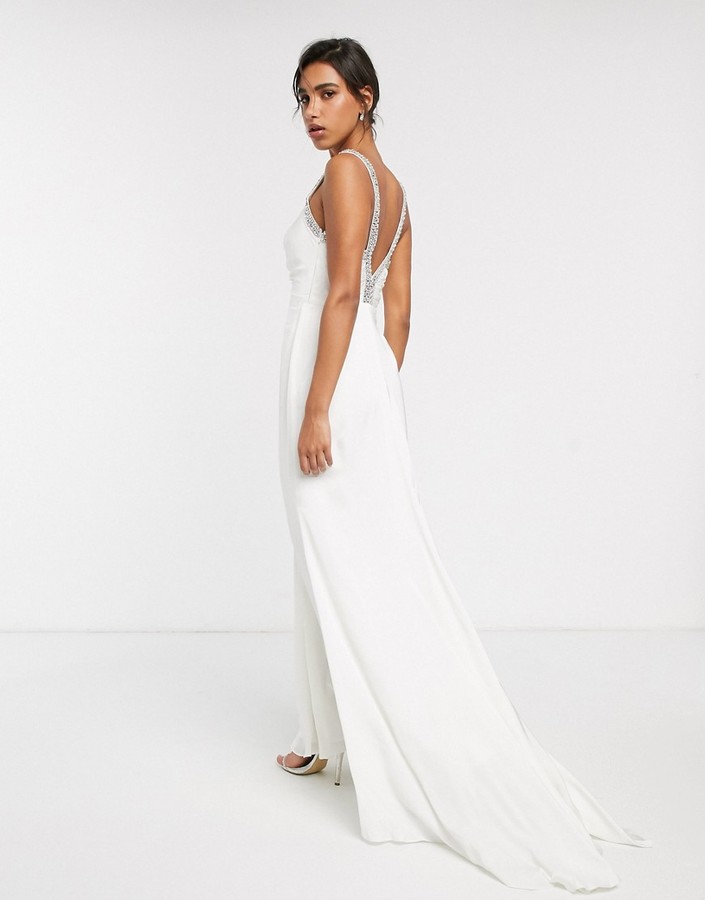 asos edition cross front cape wedding dress