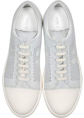 Neil Barrett Off White Perforated Fabric and Nappa Leather Skateboard Sneakers