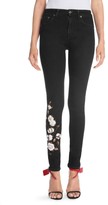 Thumbnail for your product : Off-White Floral & Diagonal Stripe Skinny Jeans