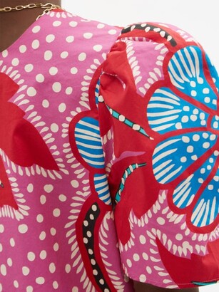 Rhode Resort Nisha Puff-sleeve Floral Cotton-poplin Blouse - Pink Print