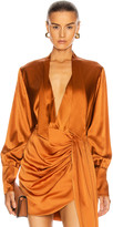 Thumbnail for your product : Jonathan Simkhai Tess Wrap Front Bodysuit in Toffee | FWRD