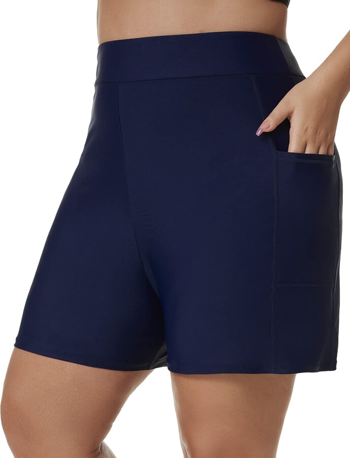 Tournesol Women's Plus Size Swim Shorts High Waisted Bathing Suit