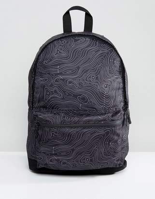 ASOS Backpack With Contour Print In Black