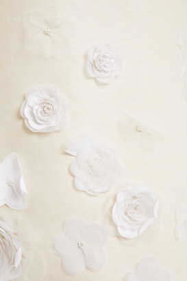 Carolina Herrera Floral-appliquéd cotton-blend dress