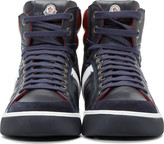 Thumbnail for your product : Moncler Navy & Burgundy Leather High-Top Sneakers