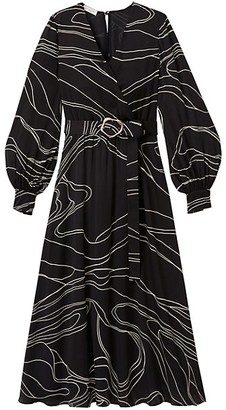 Lafayette 148 New York Whit Tidal-Print Dress