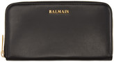 Balmain - Portefeuille en cuir noir 