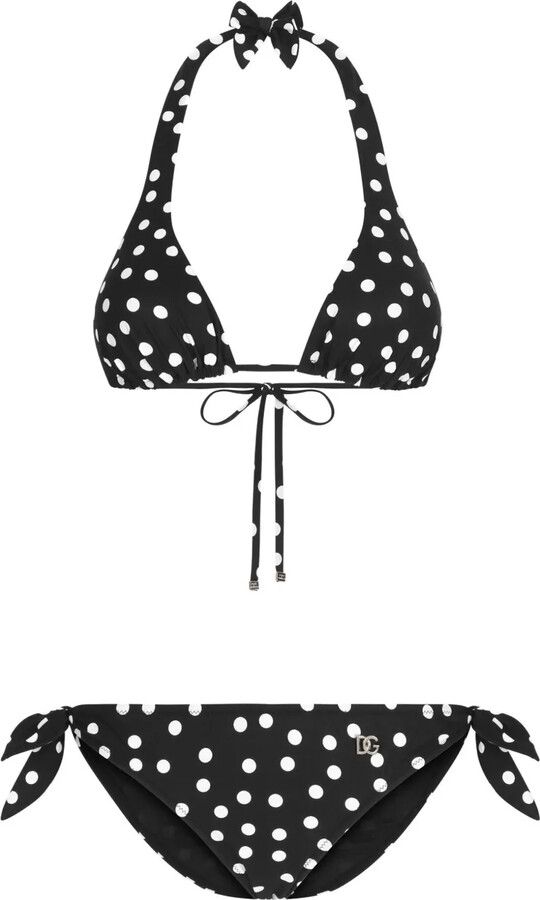 Dolce & Gabbana Polka Dot-Print Triangle Bikini Set