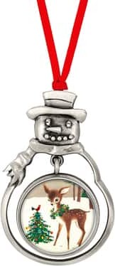 JFK Half Dollar Snowman Ornament With Colorized Reindeer Coin By American Coin Treasures