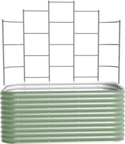 Vego Garden 32" Tall 9 In 1 Modular Metal Outdoor Raised Garden Bed With Trellis