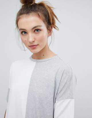 ASOS Design Colour Block Split Side Midi T-Shirt Dress