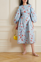 Thumbnail for your product : Cecilie Bahnsen Cold-shoulder Cutout Cloqué-jacquard Midi Dress - Blue