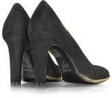 Thumbnail for your product : Loriblu Black Suede Pump w/Gold Tone Decorative Zip