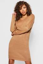 Thumbnail for your product : boohoo Crew Neck Long Sleeve Knitted Dress