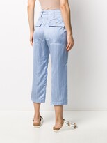 Thumbnail for your product : Jejia High-Rise Striped Satin Cropped Trousers