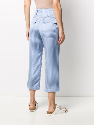 Jejia High-Rise Striped Satin Cropped Trousers
