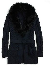 Tommy Hilfiger Women's Fur Collar Cardigan