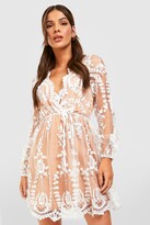 Thumbnail for your product : boohoo Boutique Lace Plunge Skater Dress