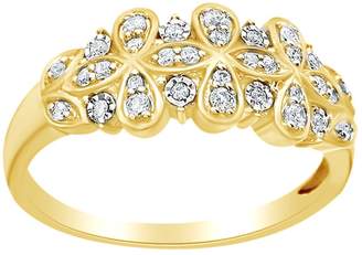 AFFY (0.2 Cttw) Round Natural Diamond Flower Anniversary Band Ring In 14K Solid Gold, Ring Size-10.5