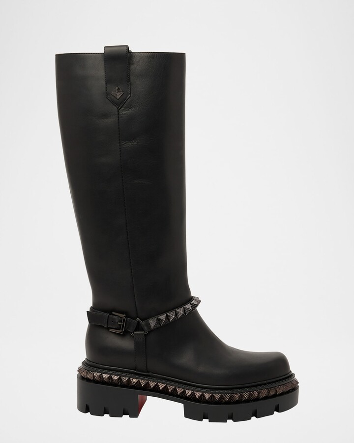 Christian Louboutin Marinetta Pyraclou Leather Red Sole Knee-High Boots