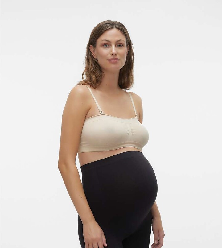 Mamalicious Maternity bandeau support bra with detachable straps in beige