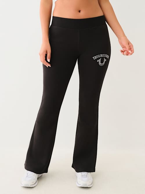 True Religion Crystal Logo Mid Rise Bootcut Sweat Pant