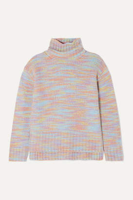 Sies Marjan Yuki Melange Merino Wool And Silk-blend Turtleneck Sweater - Pink