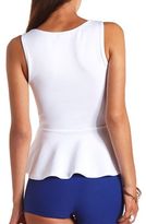 Thumbnail for your product : Charlotte Russe Sleeveless Laser Cut-Out Peplum Top