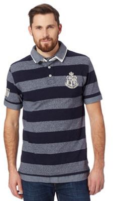 The DUFFER of ST. GEORGE St George by Navy grindle striped mock collar rugby shirt