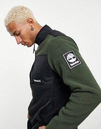 Timberland Outdoor Archive Sherpa Fleece jacket in green/black - ShopStyle