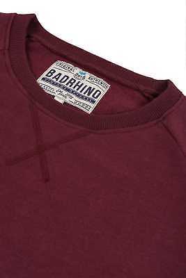 Yours Clothing BadRhino Plus Size Mens Burgundy Crew Neck Raglan Basic Sweatshirt