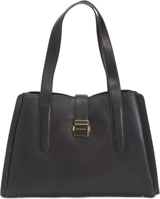 TJMAXX Leather Sloane Street Large Zip Top Shoulder Bag For Women, Leather/Gold