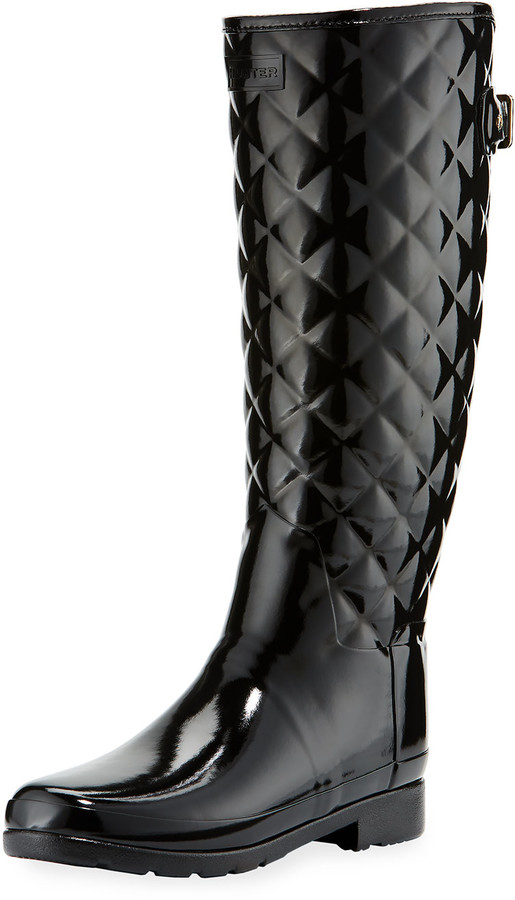 black quilted hunter boots