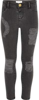 River Island Girls black washed Molly ripped jeggings