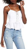 Thumbnail for your product : 4SI3NNA the Label Thea Lace-Up Peplum Clip Dot Camisole