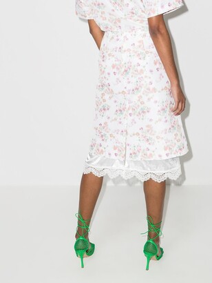 Commission Floral-Print Layered Midi Skirt