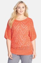 Thumbnail for your product : Sejour Pointelle Stitch Kimono Sleeve Sweater