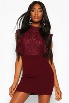 Thumbnail for your product : boohoo Lace Ruffle Front Midi Dress
