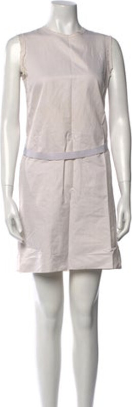 Lanvin Crew Neck Mini Dress Lanvin Shift Dress Neutrals Sleeveless with Crew Neck Designer