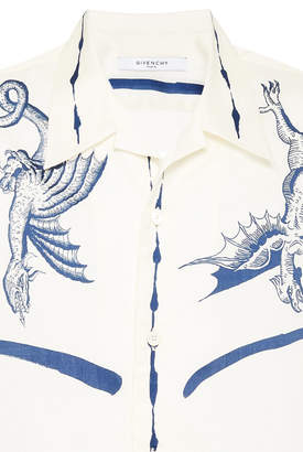 Givenchy Camp-Collar Printed Cotton-Poplin Shirt