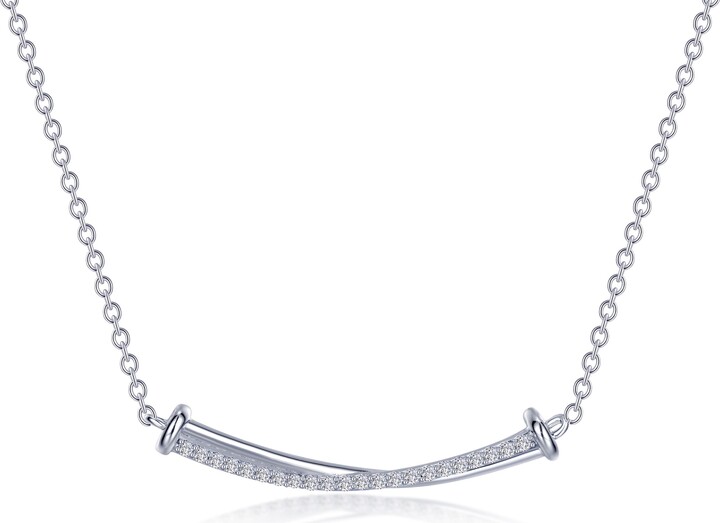 Lafonn Simulated Diamond Double Curved Bar Pendant Necklace