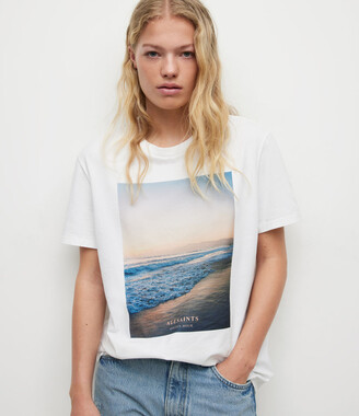 AllSaints Solis Boyfriend Beach T-Shirt | Size XS | Optic White
