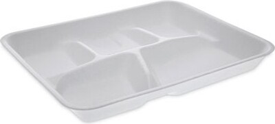 PactivEvergreenFoamSchoolTrays5-Compartment8.25x10.5x1White500/Carton