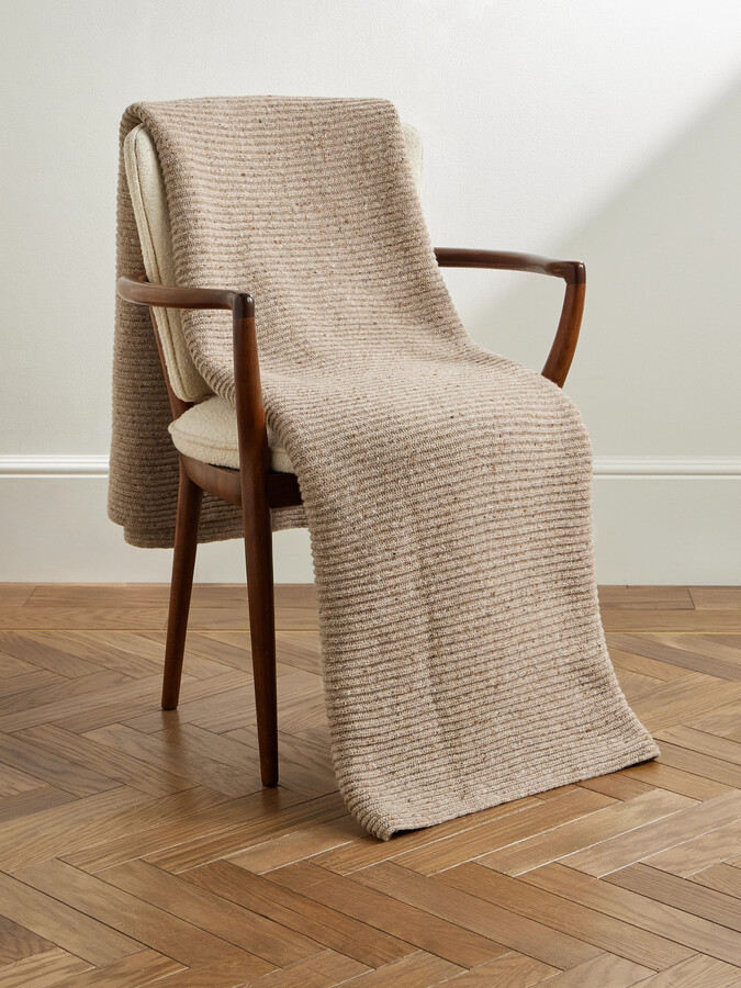 Ribbed Merino Wool and Cashmere-Blend Blanket