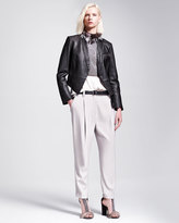 Thumbnail for your product : Brunello Cucinelli Pebbled Leather Cropped Tux Jacket with Pockets