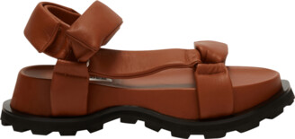 Jil Sander Platform Leather Grip-Strap Sandals, Brown