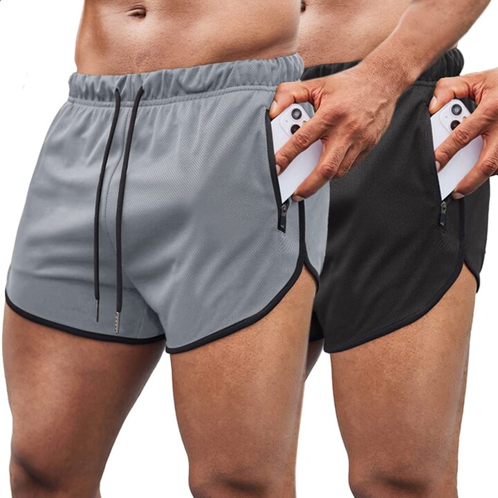COOFANDY Men's 2 Pack Workout Running Shorts 3 Inch Gym Athletic Short