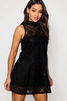 Thumbnail for your product : boohoo Lace High Neck Shift Dress