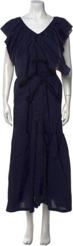 Rodebjer V-Neck Long Dress Rodebjer Tent Dress Black Short Sleeve with V-Neck